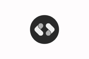 CodeDesign.ai logo. A minimalist black circular logo containing two stylized, interlocking white and grey geometric shapes resembling brackets or a "CD" monogram.