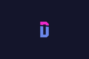 Dataslayer logo, a stylized letter "D" logo for Dataslayer, featuring a geometric design with a pink top section and a light blue bottom section against a dark navy background.
