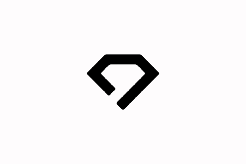 Durable Logo - A black minimalist logo on a white background featuring a stylized geometric diamond shape with an open lower-left corner to form the letter 'D'.