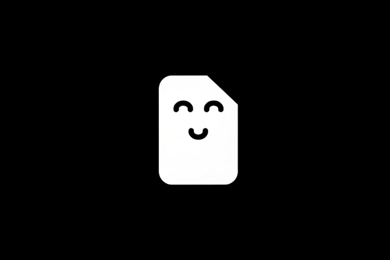 Formula Bot llogo. A white, document-shaped icon with a friendly white smiling face in the center, set against a black background.