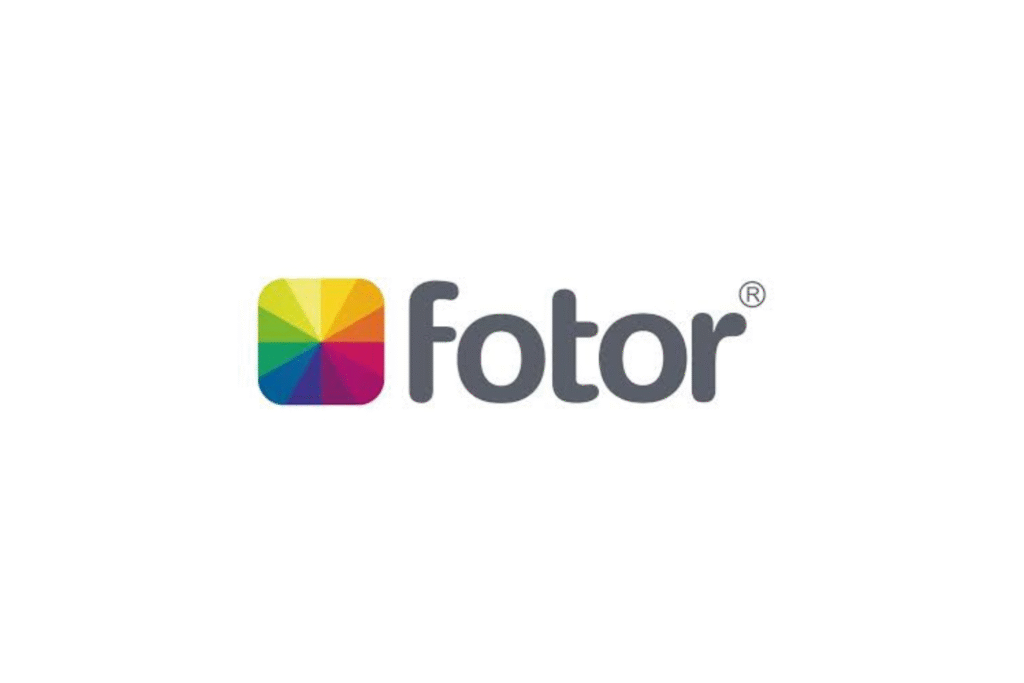Fotor logo featuring a rounded square icon with a multi-colored spectral wheel next to the brand name "Fotor" in a dark grey.