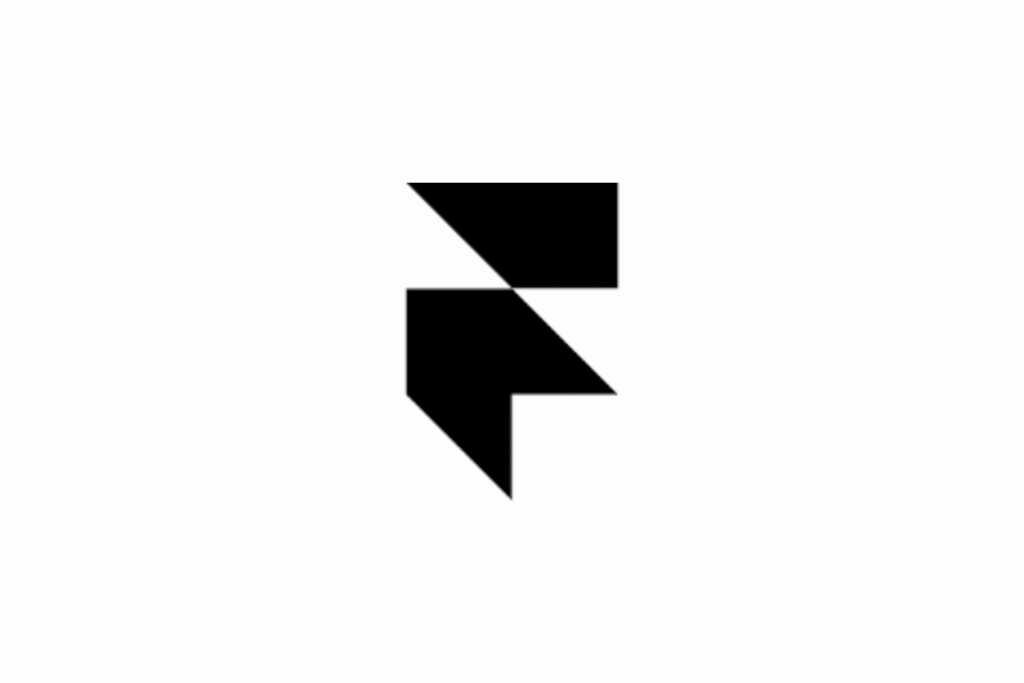 Framer logo, A minimalist black logo consisting of three geometric shapes forming a stylized letter "F" on a white background.