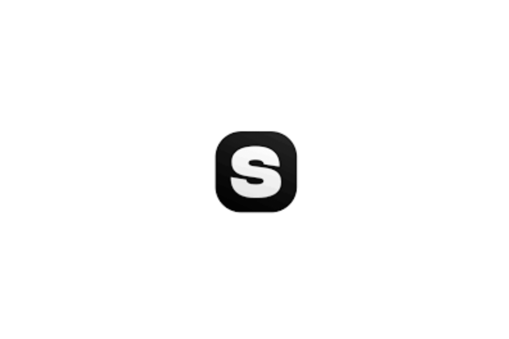 Stockimg AI logo, A simple black square icon with rounded corners featuring a bold, white letter "S" in the center.