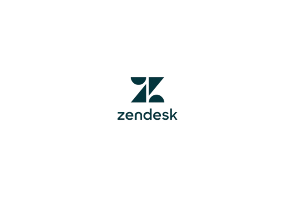 Zendesk logo featuring a stylized dark teal 'Z' mark above the company name in lowercase, dark teal text.