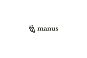The official logo for Manus AI, featuring a stylized abstract symbol that represents action and autonomy, alongside the company name.