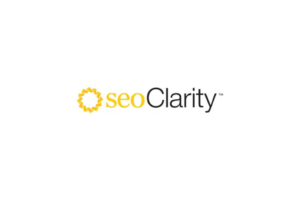seoClarity logo featuring a stylized gold/yellow sunburst or gear icon next to the black text seoClarity