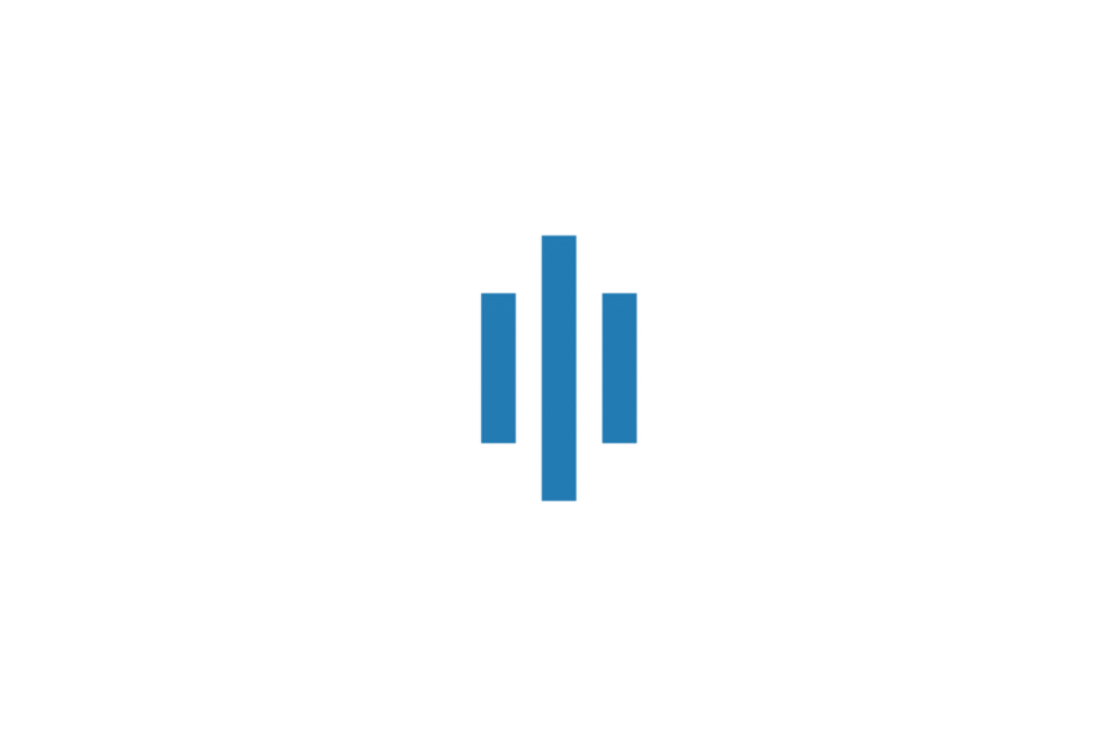 Abstract blue logo consisting of three vertical bars of varying height, resembling sound waves or an upward trend, often used for Sonix.ai.