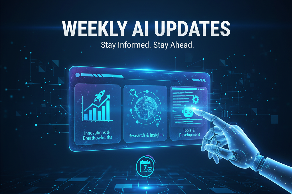 A futuristic digital display featuring a glowing wireframe human head and a hand interacting with a holographic interface showing data charts, icons, and neural networks against a blurred cityscape.