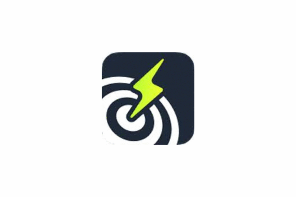 JobNova logo. A modern app icon featuring a lime green lightning bolt striking the center of a white target on a dark navy square background.